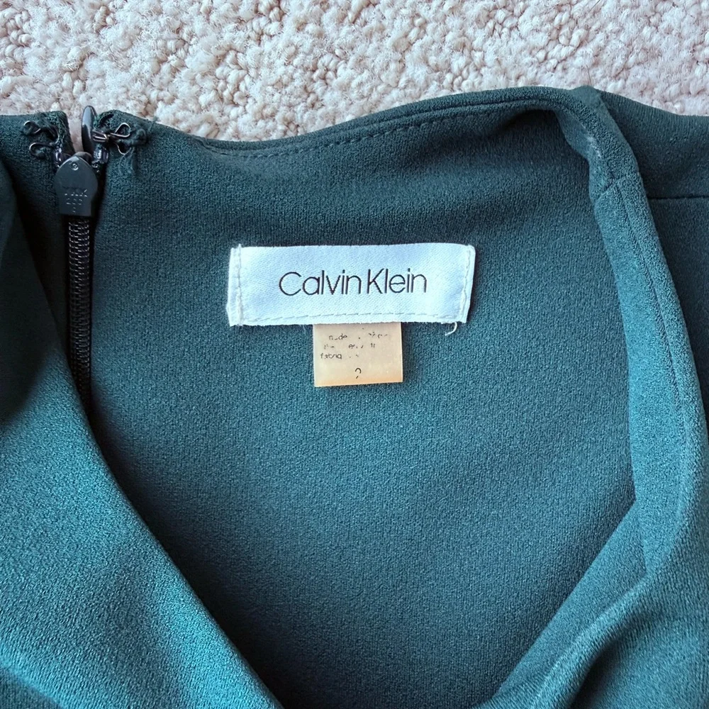 Green Calvin Klein Flutter Sleeve Jumpsuit - Picture 3 of 6